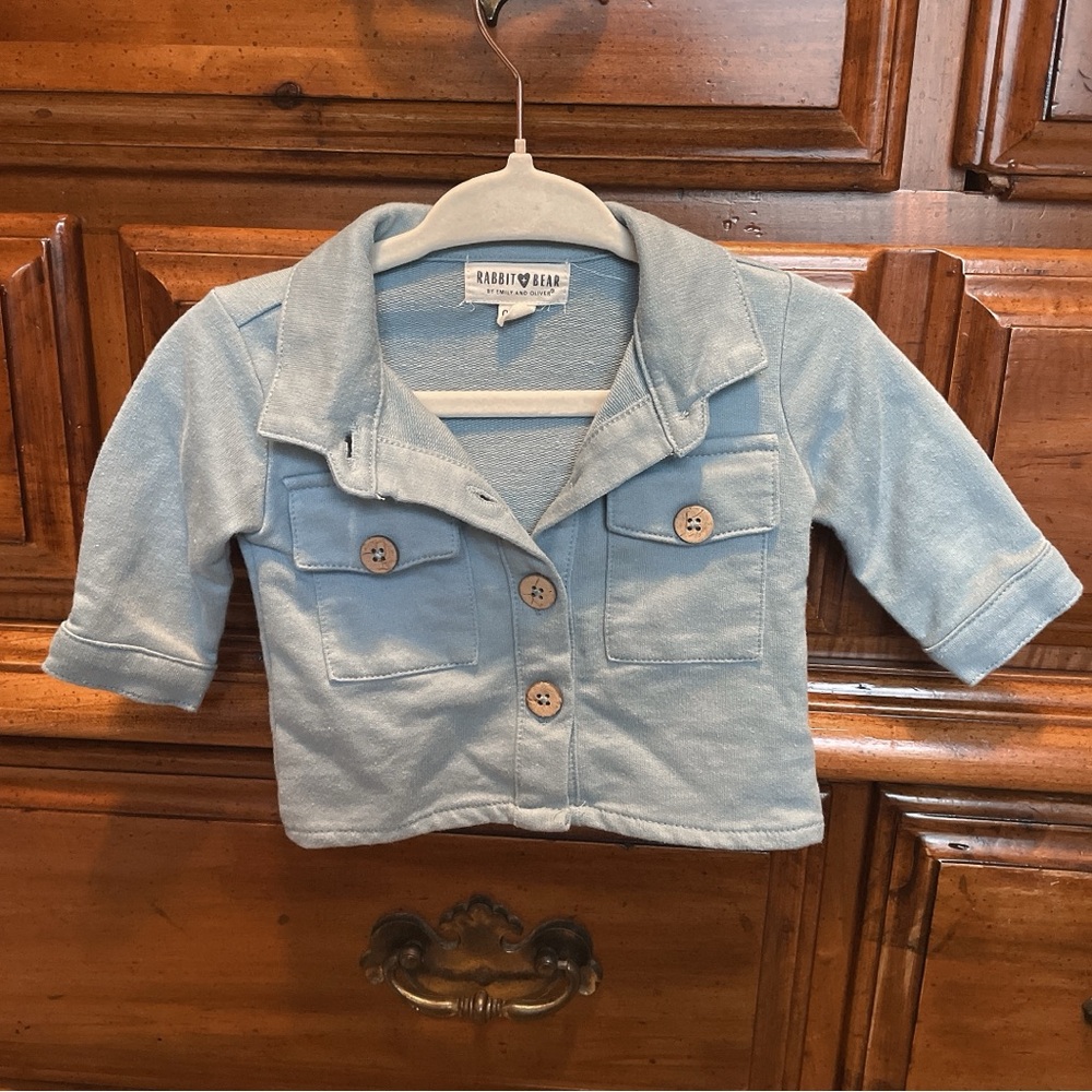 Rabbit Bear Light Blue Kids Jacket Size 0-3 Months